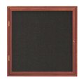 United Visual Products Triple Door Enclosed Radius EZ Tack Board, 72"x48", Satin/Black UV70055EZ-BLACK-SATIN